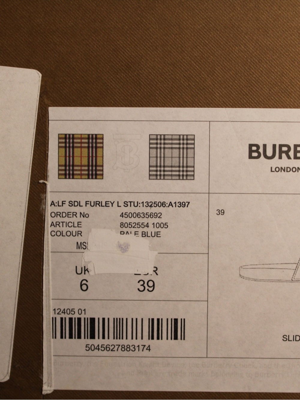 Burberry Eyelet Rubber Slide, Blue and White - Picture 8 of 8